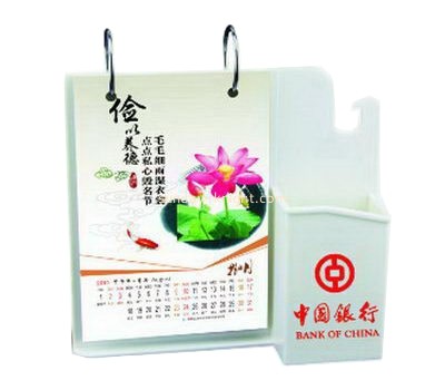 Acrylic plastic desk calendar stand pen holder BHK-031