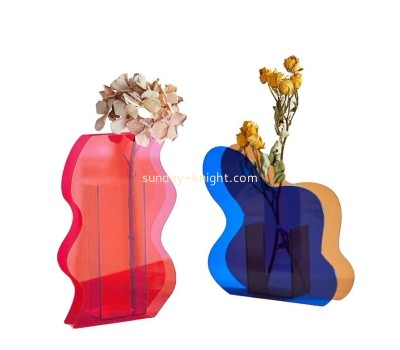 Lucite products manufacturer custom acrylic desktop decoration hydroponic plant dried flower vase AHK-050