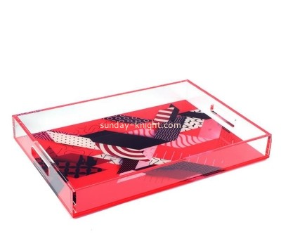 Custom plexiglass UV printing serving tray acrylic coffee serving tray STK-249
