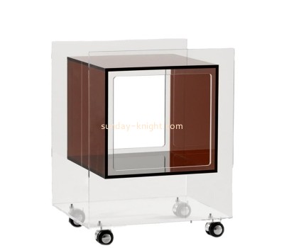 China lucite supplier custom acrylic bedroom bedside table with wheels AFK-347
