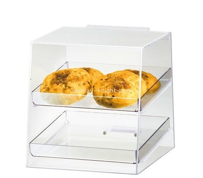 Lucite products supplier custom acrylic countertop 2 tiers bred display cabinet FSK-210