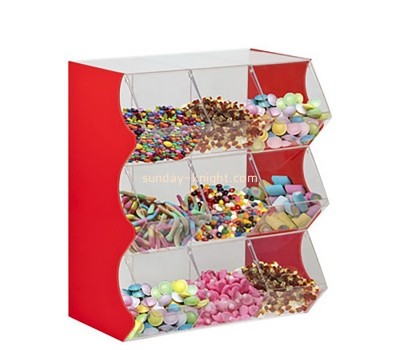 Perspex display supplier custom acrylic candy display bins with dividers FSK-213