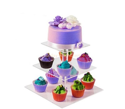 Lucite display manufacturer custom acrylic 3 tiers cake cupcake display tower FSK-216