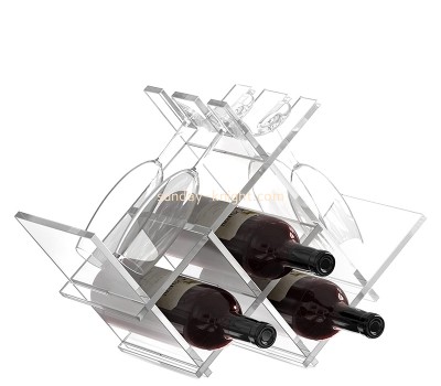 China perspex manufacturer custom plexiglass wine rack with glass holder WDK-234