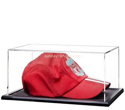 Custom clear acrylic hat show case with black base DBK-1429