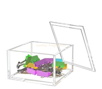 Custom acrylic binder clips paper clamp storage box with lid DBK-1432