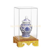 Elegant Displays Redefined Custom Acrylic Ornaments Showcase with Fabric Gold Base by Sunday Knight