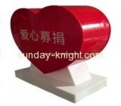 Wholesale high quality heart shape red acrylic voting box with lock DBK-031