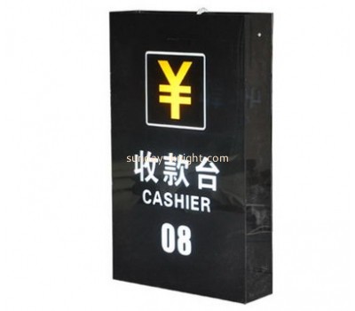 Custom design black acrylic crystal led light box acrylic light box  acrylic cashier sign DBK-055