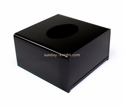 Customized plexiglass acrylic square box  plastic tissue box black plastic box DBK-084
