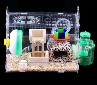 Acrylic display supplier custom acrylic small bird cages hamster cages with tubes PCK-042