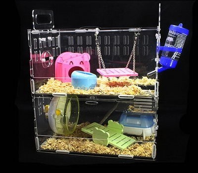 Plexiglass manufacturer custom acrylic double bird cage cheap large hamster cages PCK-071