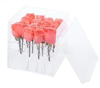 Customized clear acrylic rose box DBK-369