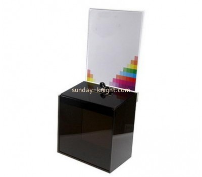 Customized black acrylic free donation boxes DBK-377