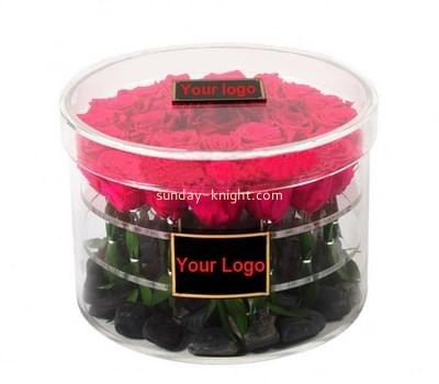 Customized clear round acrylic flower box DBK-374