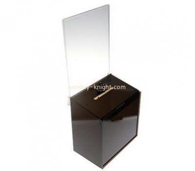 Customized black acrylic free charity collection boxes DBK-378