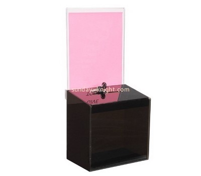 Customized black acrylic election box DBK-381