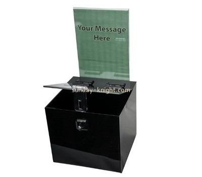 Customized black acrylic small ballot box DBK-383