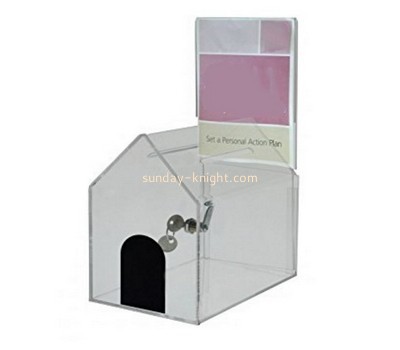 Customized clear acrylic charity coin collection boxes DBK-390