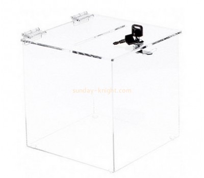 Customized clear acrylic charity box designs DBK-393