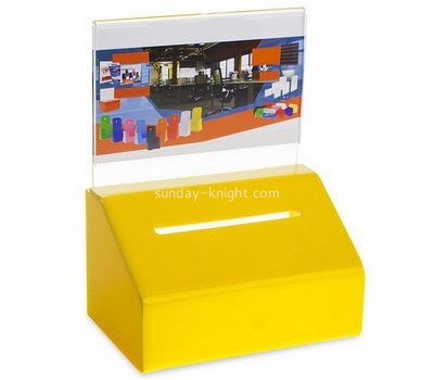 Bespoke yellow lucite collection boxes for fundraising DBK-566