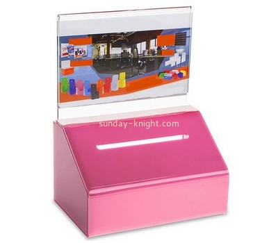 Bespoke pink acrylic money donation box DBK-570
