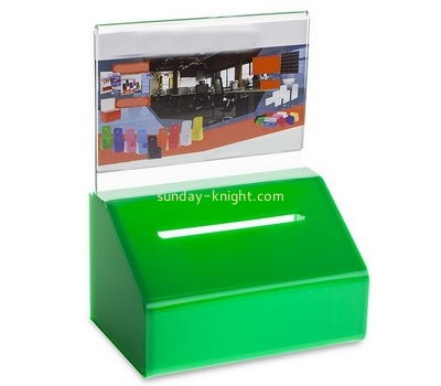 Bespoke green lucite charity boxes for sale DBK-571