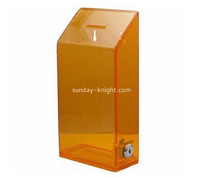 Bespoke transparent orange lucite fundraising box DBK-585