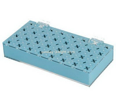 Oblate blue acrylic storage box with lid DBK-1017