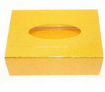 Custom gold acrylic tissue box DBK-1047