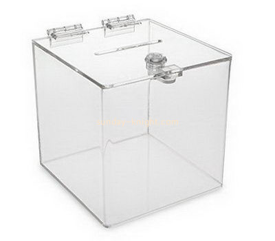 Custom clear acrylic donation box with lock DBK-1057