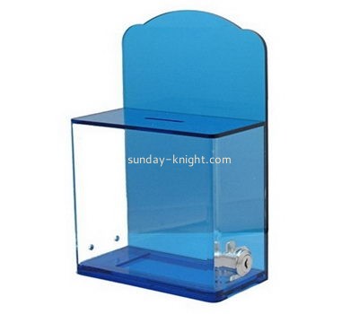 Customize blue acrylic charity box DBK-1076
