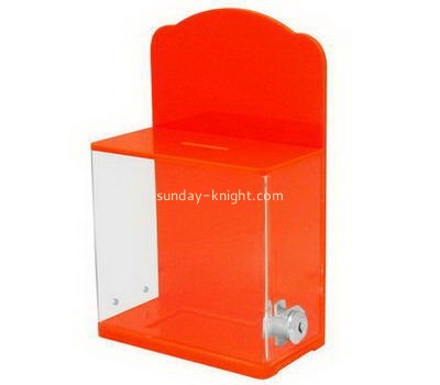 Customize orange acrylic donation box DBK-1077