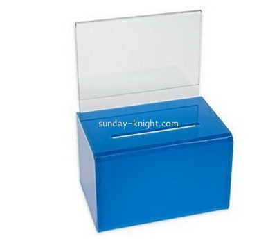 Customize small blue acrylic voting box DBK-1097