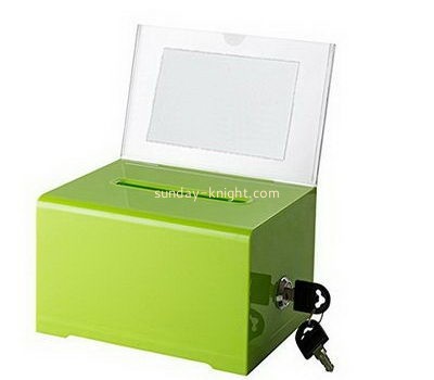 Customize small green acrylic charity box DBK-1095