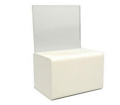 Customize white acrylic donation box DBK-1105