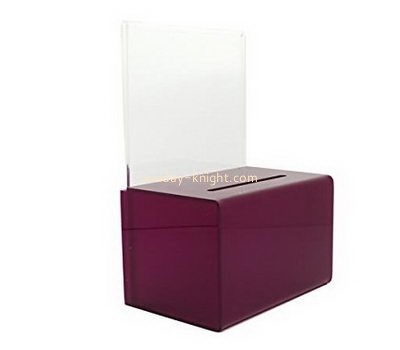 Customize small acrylic charity box with sign holder DBK-1108
