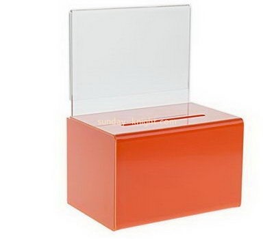 Customize orange acrylic charity box DBK-1110