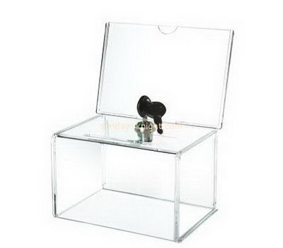 Customize acrylic donation box with sign holder DBK-1117