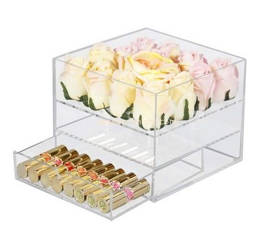 Custom acrylic rose box with lipstick drawer DBK-1185
