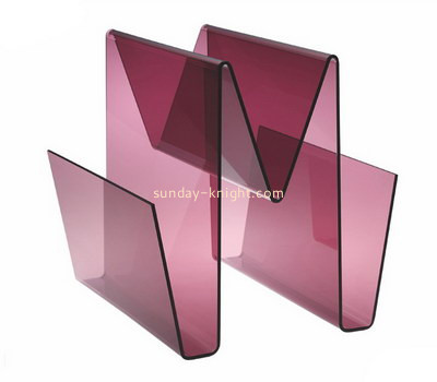 Custom W shape purple acrylic magazine holder BHK-752