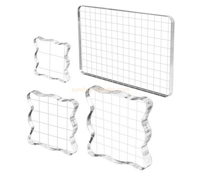 Custom acrylic stamp block with grids lines ABK-038