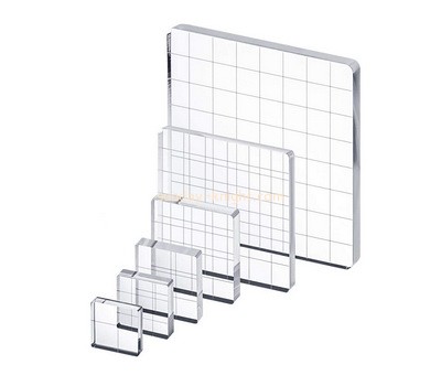 Custom acrylic stamp block with grids lines ABK-068