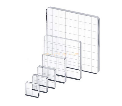 Custom acrylic stamp block with grids lines ABK-068