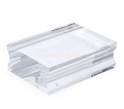 Custom clear plexiglass stamping block with finger groove ABK-144