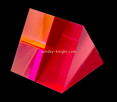 Custom laser cutting triangle neon red acrylic blocks CAK-242