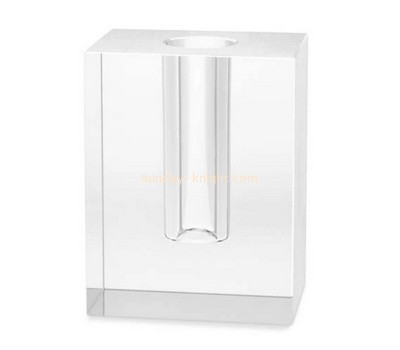 Custom clear crystal acrylic block vase ABK-201
