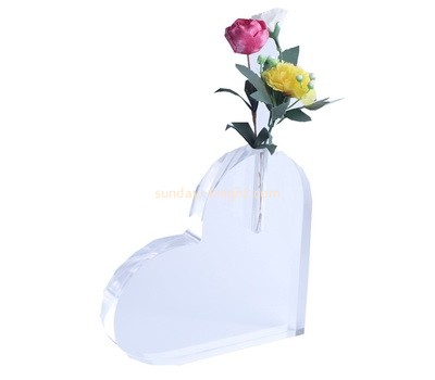 Custom heart shape clear crystal acrylic vase ABK-205