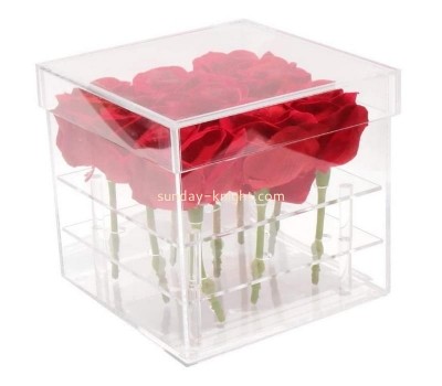 Custom acrylic lucite flower pot wedding flower holder multifunction rose organizer storage box DBK-1227