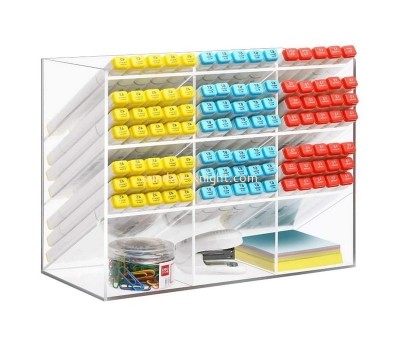 Custom perspex clear pen organizer storage, acrylic desk organizer with 12 compartments, lucite 100+ pencil holder DBK-1229